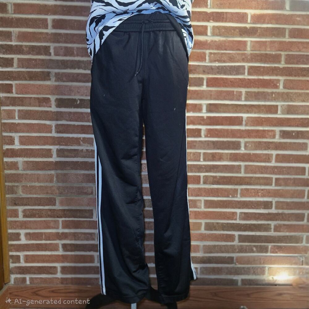 Adidas Originals Men's Track Pants Black White 3-Stripe Size Medium